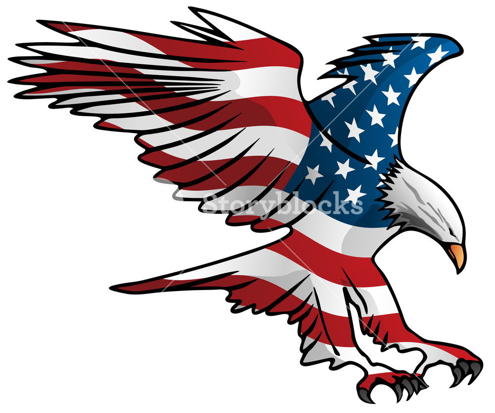 1000x833 Patriotic Flying American Flag Eagle Vector Illustration Royalty