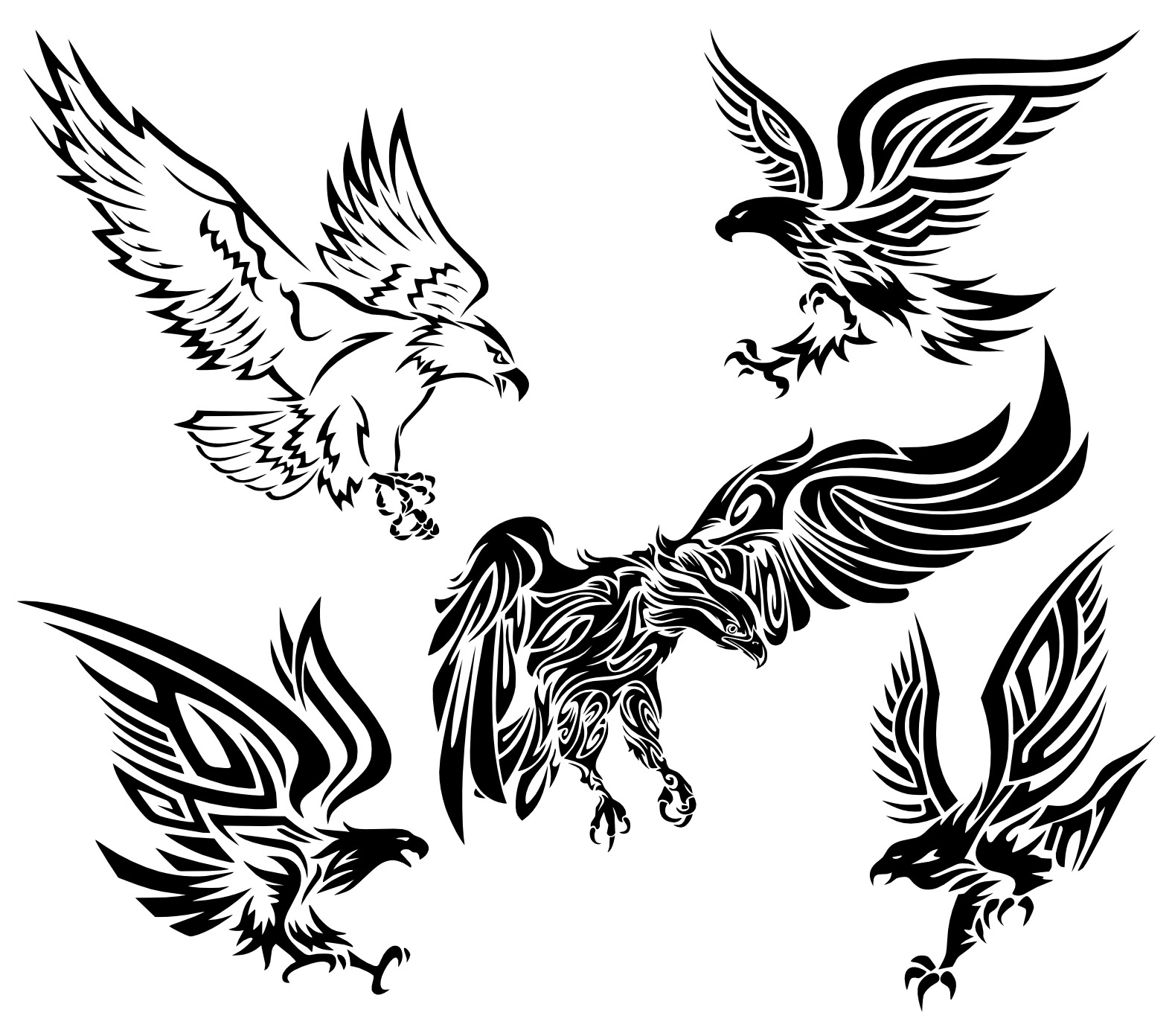 1575x1392 Tribal Eagle Vectors Set Free Vector Cdr Download