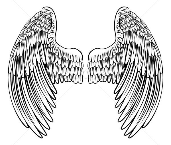 600x510 Pair Of Angel Or Eagle Wings Vector Illustration Christos