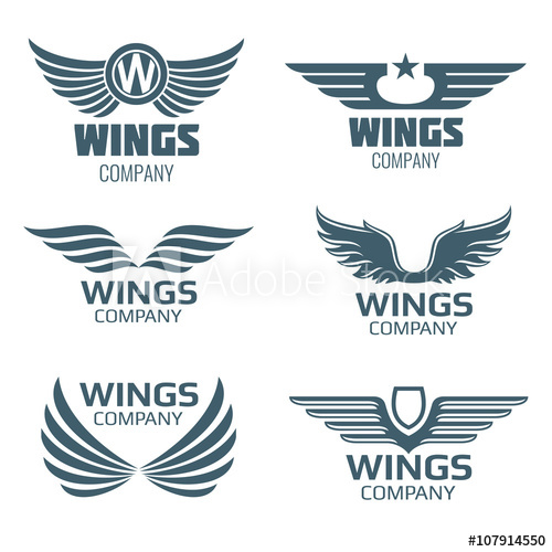 500x500 Vector Wings Logo Set Winged Logo Company And Icon Wing Flying