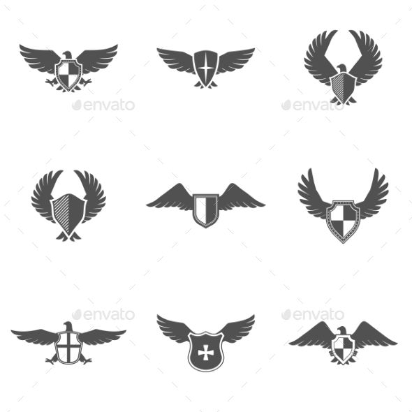 590x590 Eagle Icon Shield Set Wings Feather Icon, Eagle Icon, Vector Free