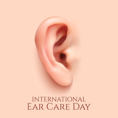 450x450 International Ear Care Day Background With Realistic Ear Vector