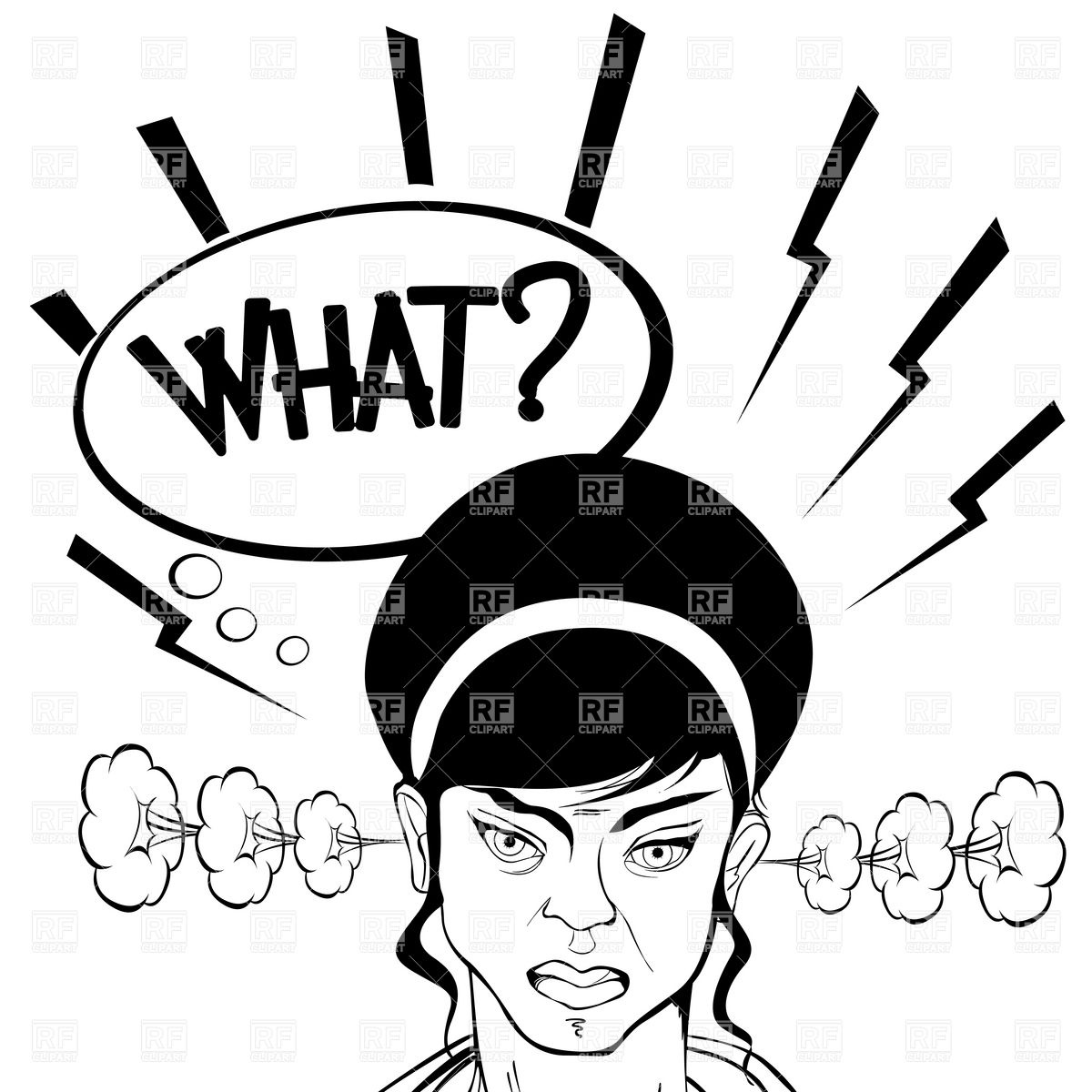 1200x1200 Portrait Of Angry Woman With Blowing Steam From Her Ears Vector