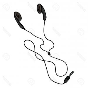 300x300 Photostock Vector Vector Cartoon Black Earbuds And In Ear