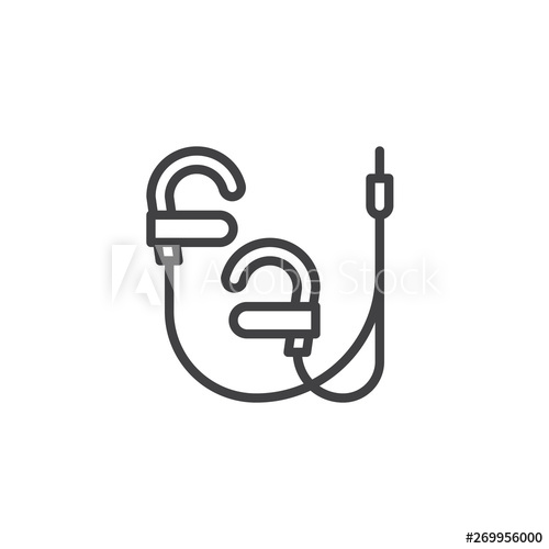 500x500 Wired Earphones Line Icon Linear Style Sign For Mobile Concept