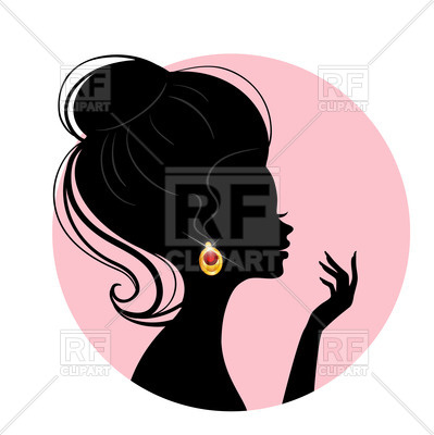 399x400 Silhouette Of A Woman In Profile With Beautiful Earring Vector