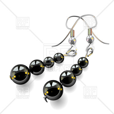 400x400 Women's Jewelry, Earrings With Black Round Stones Vector Image