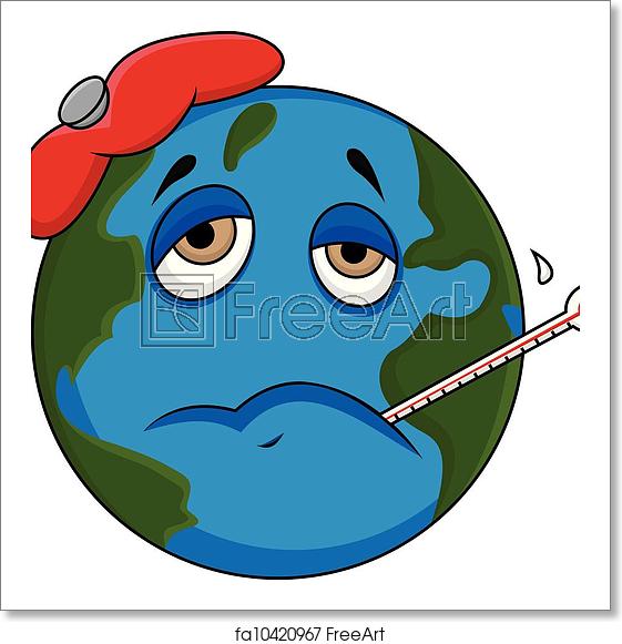 561x581 Free Art Print Of Sick Earth Cartoon Vector Illustration Of Sick