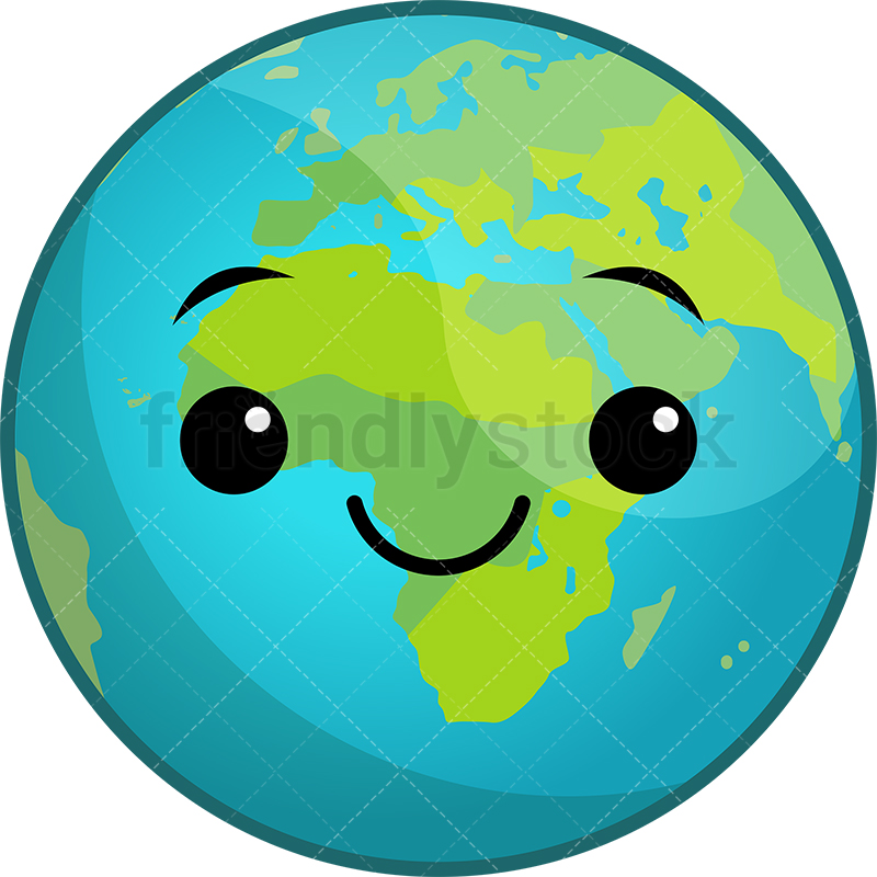 800x800 Kawaii Planet Earth Cartoon Clipart Vector