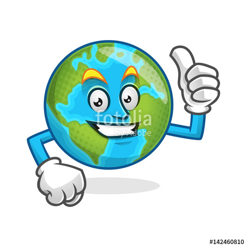 500x500 Thumb Up Earth Mascot, Earth Character, Earth Cartoon Vector