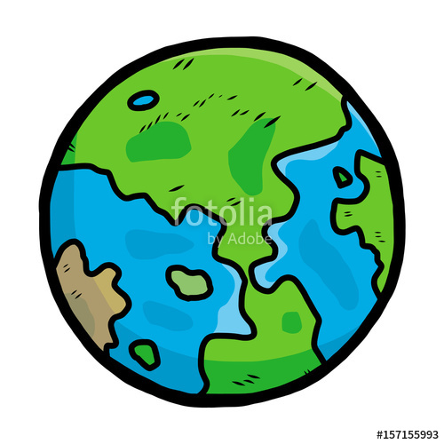 500x500 Earth Cartoon Vector And Illustration, Hand Drawn Style