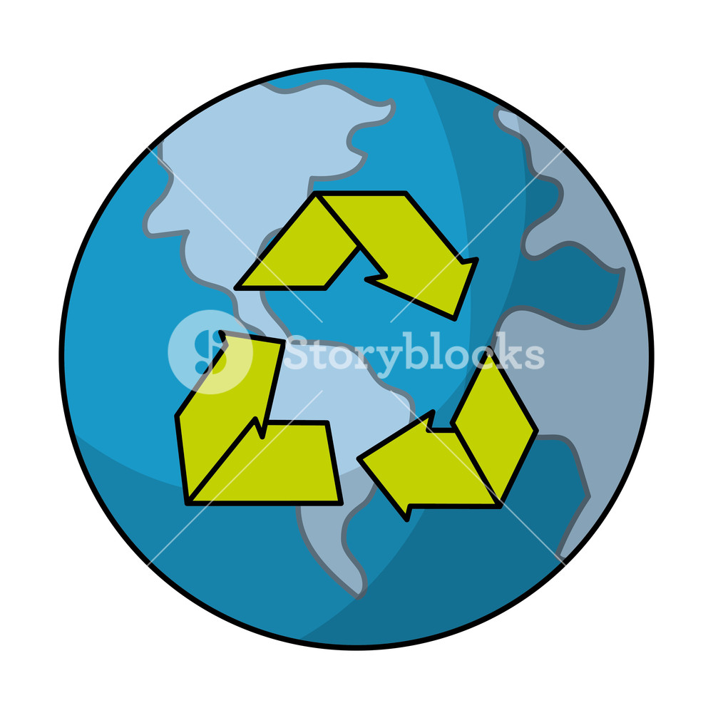 1000x1000 Ecological Green Recycling Earth Cartoon Vector Illustration