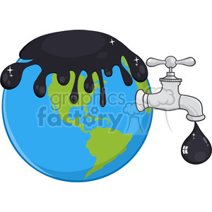 300x300 Royalty Free Rf Clipart Illustration Oil Pouring Over Earth