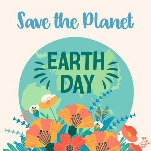 490x490 Earth Day Vector Template For Card, Poster, Banner, Flyer