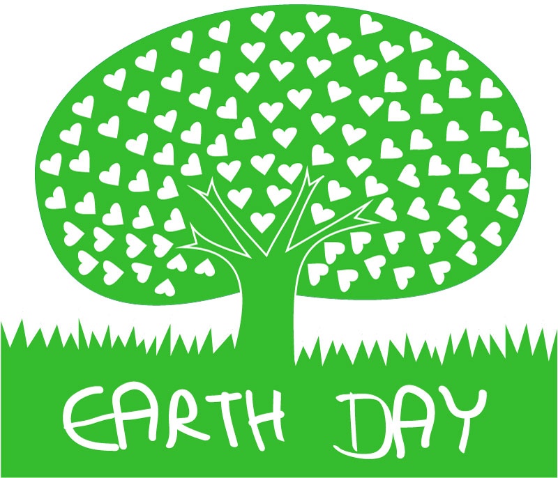 800x686 Green Tree With White Heart And Word Earth Day Vector