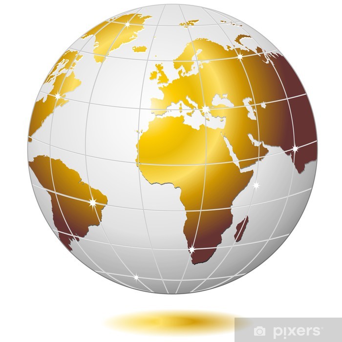 700x700 Mondo Globo D'oro Golden Earth Globe Vector Poster