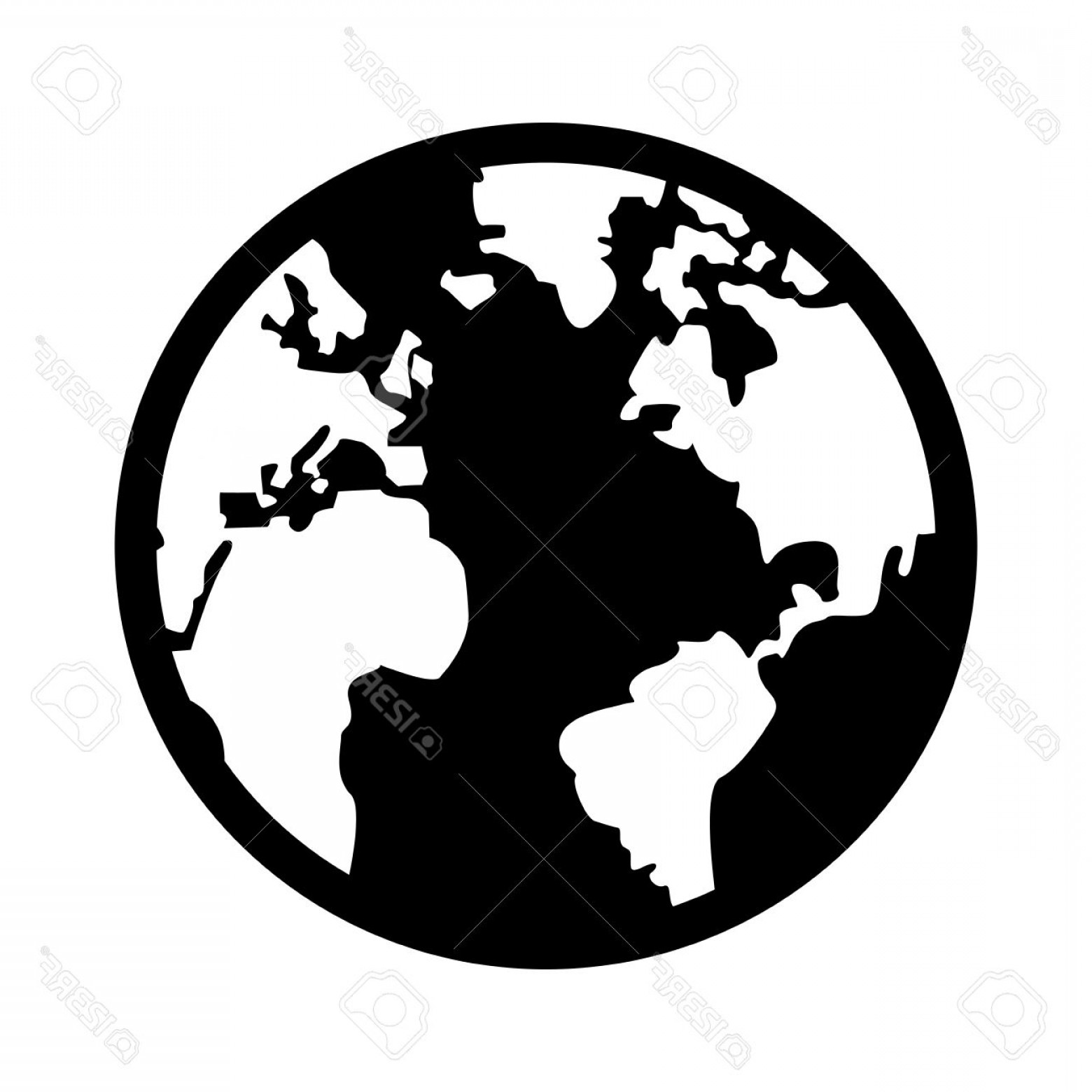 Photostock Vector Black And White Earth Globe With Distinction 1560x1560 Photostock Vector Black And White Earth Globe With Distinction