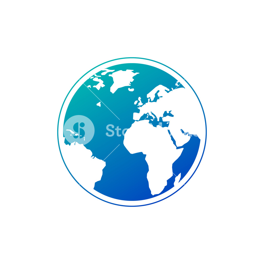 1000x1000 Vector Planet Earth Icon In Gradient Blue Color Earth Icon
