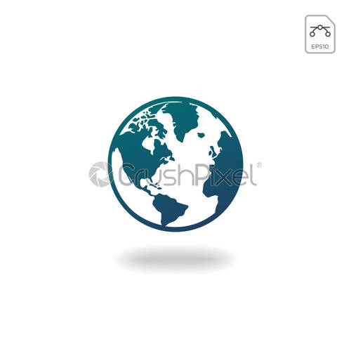 500x500 Earth Globes Isolated On White Background Flat Planet Earth Icon
