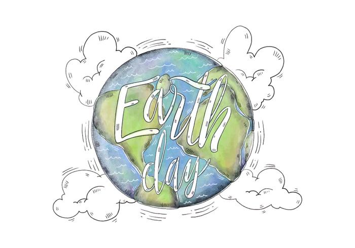 Watercolor Illustration World With Earth Day Lettering Vector 700x490 Watercolor Illustration World With Earth Day Lettering Vector
