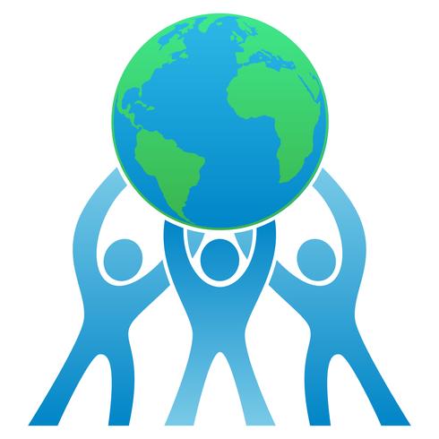490x490 Teamwork Earth Logo Vector Illustration