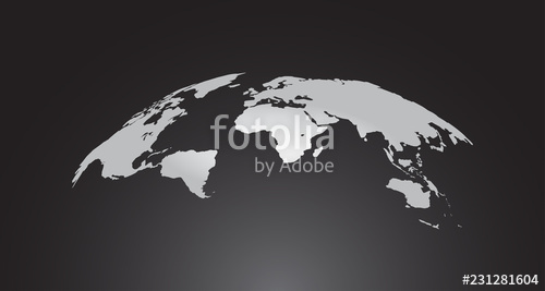 500x267 Curved World Map Vector, Globe Planet Concept Map For Website