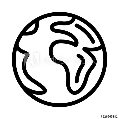 500x500 Earth Icon Outline Earth Vector Icon For Web Design Isolated