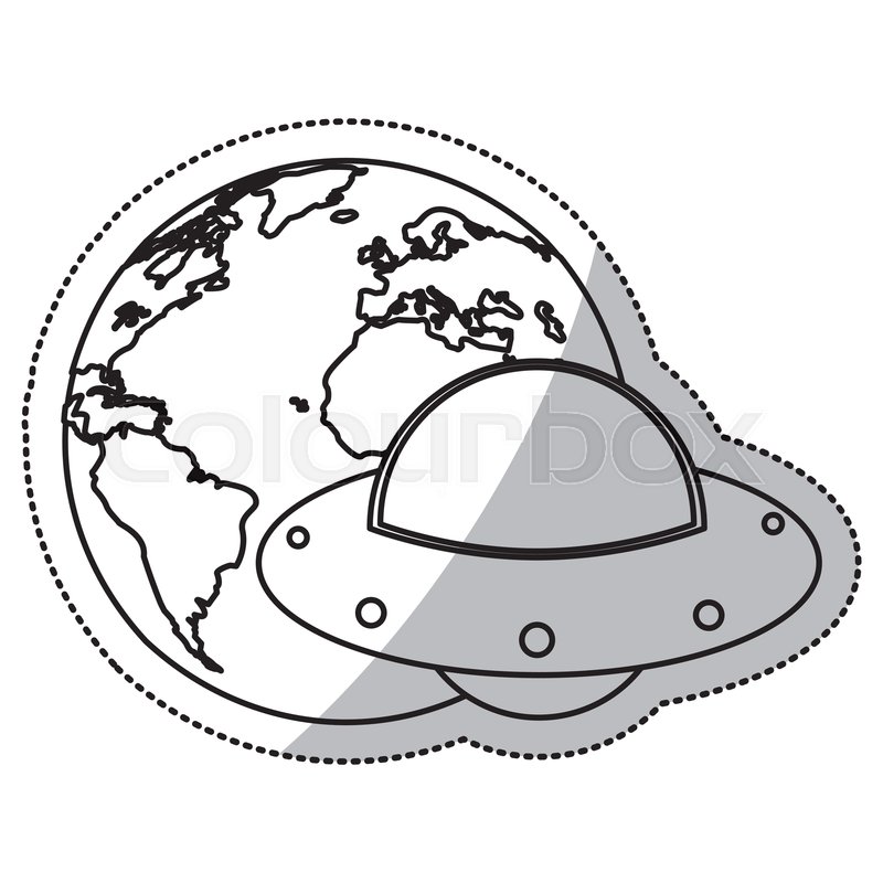 800x800 Earth World Ufo Image Outline Vector Stock Vector Colourbox