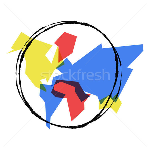 600x600 Abstract World Map Hand Drawn Earth Outline Art Vector