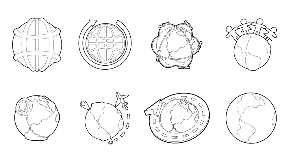 1000x560 Globe Earth Icon Set Outline Set Of Globe Earth Vector Icons