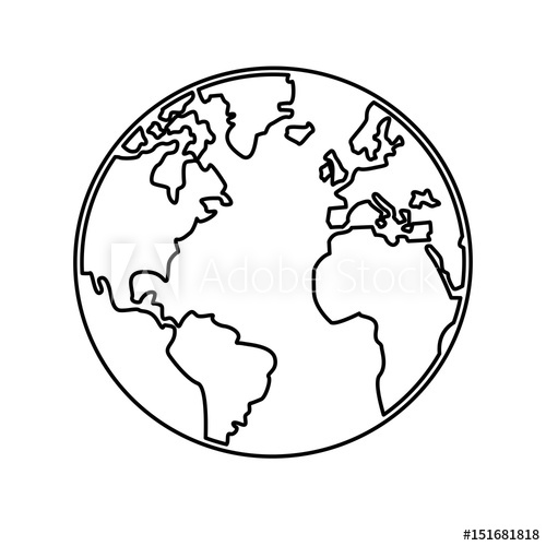 500x500 World Map Earth Globes Cartography Continents Outline Vector