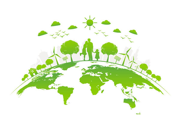 600x424 Eco Friendly With Green City On Earth, Vector Illustration Art