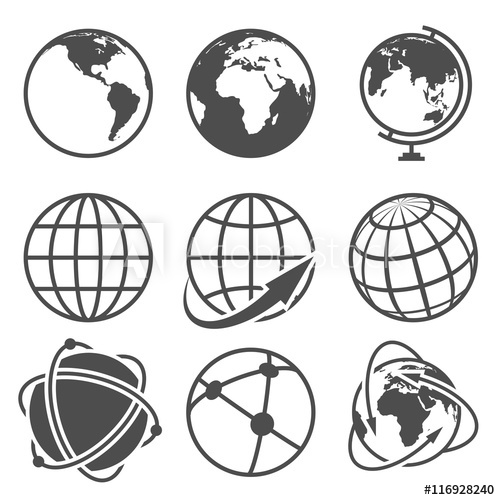 500x500 Globe Earth Vector Icons Set