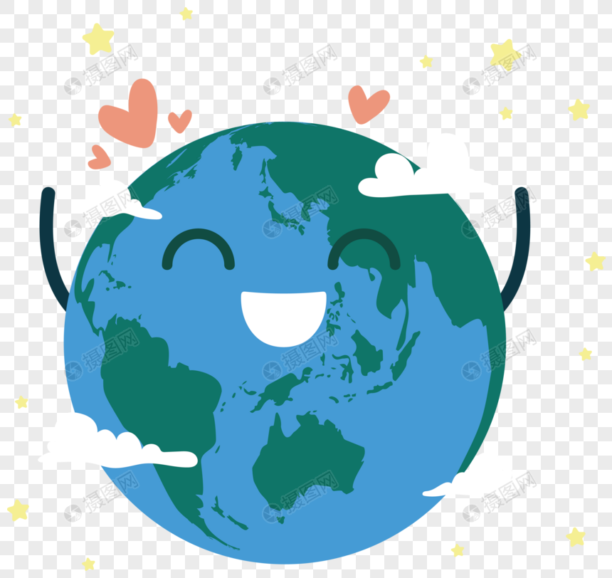 860x812 Blue Earth Hour Cartoon Hand Painted Style Smile Earth Vector Ma