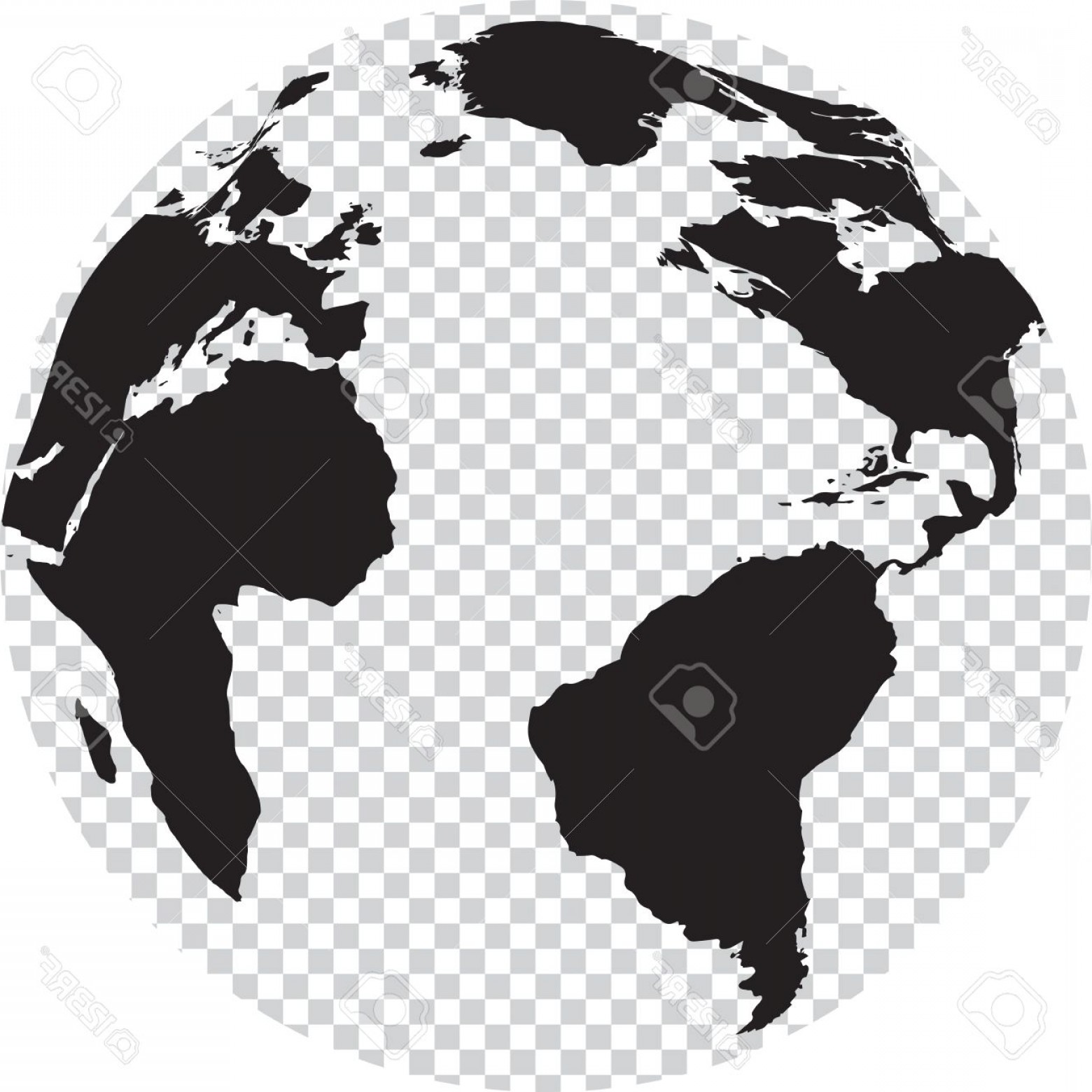 1560x1560 Photostock Vector Black And White Globe With Transparency On Seas