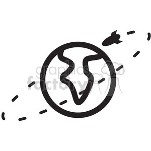 300x300 Rocket Orbiting Earth Vector Icon Clipart Royalty Free Gif