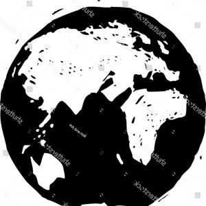 300x300 Black White Vector Illustration Earth Globe Hoodamathrun