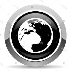 300x300 Earth Vector Steel Icon Chrome Border Round Web Button Silver