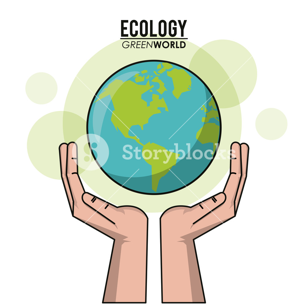 1000x1000 Ecology Green World Hands Holding World Earth Vector Illustration