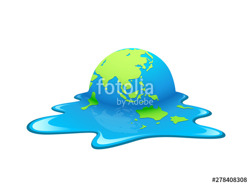 500x371 Melting Earth Vector Concept Global Warming, Green And Blue World