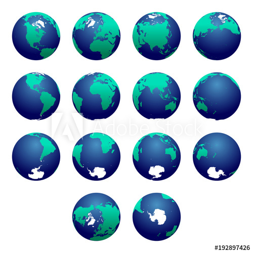 500x500 Planet Earth Vector Illustration Detailed Earth's Hemispheres