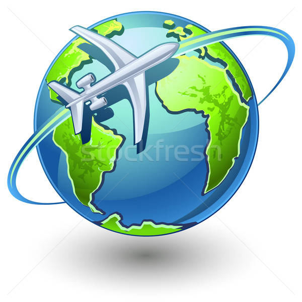 600x600 Airplane Flying The Earth Vector Illustration Jossdiim