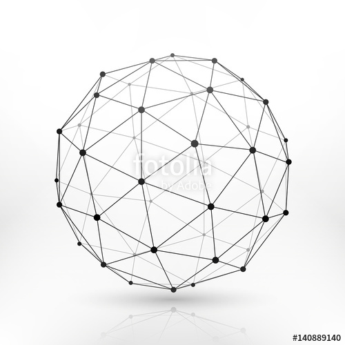500x500 Wireframe Globe Sphere, Connectivity, Network Tech Connection