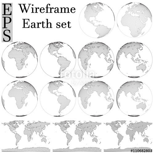 500x500 Wireframe Earth Pack Stock Image And Royalty Free Vector