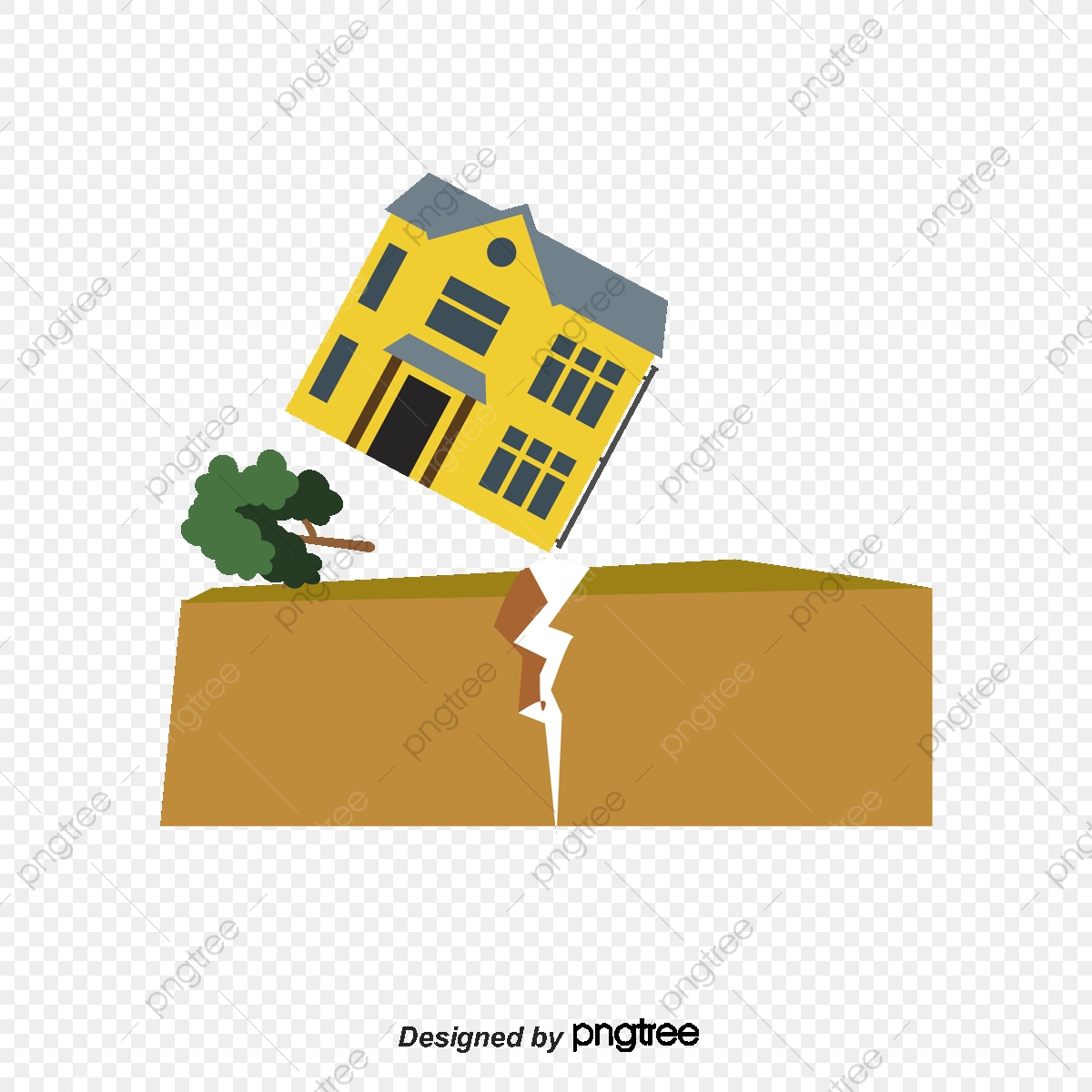 1200x1200 Vector Colored Earth After The Earthquake, Vector House Ground