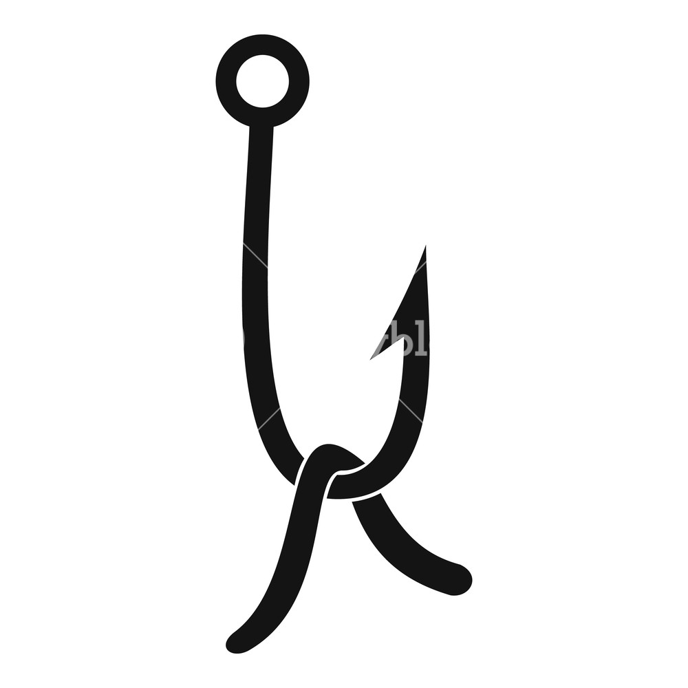 1000x1000 Fish Hook With Earthworm Icon Simple Illustration Of Fish Hook