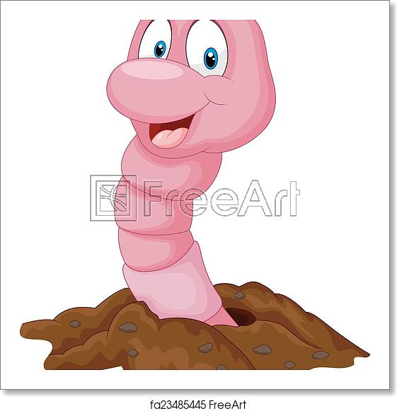 561x581 Free Art Print Of Funny Cartoon Earthworm Vector Illustration