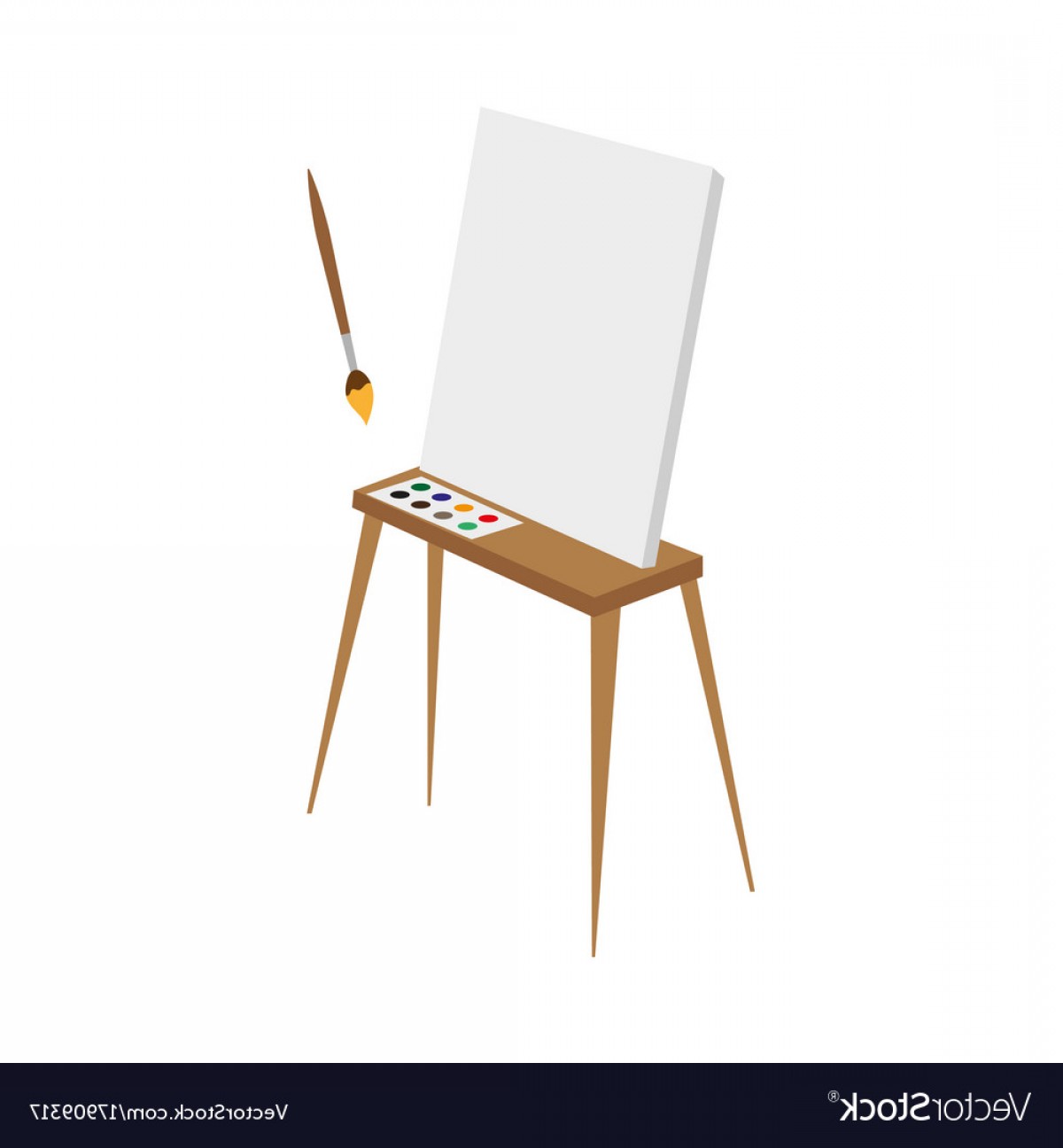 1200x1296 Flat Easel With Paints Canvas And Brush Vector Newwaysys