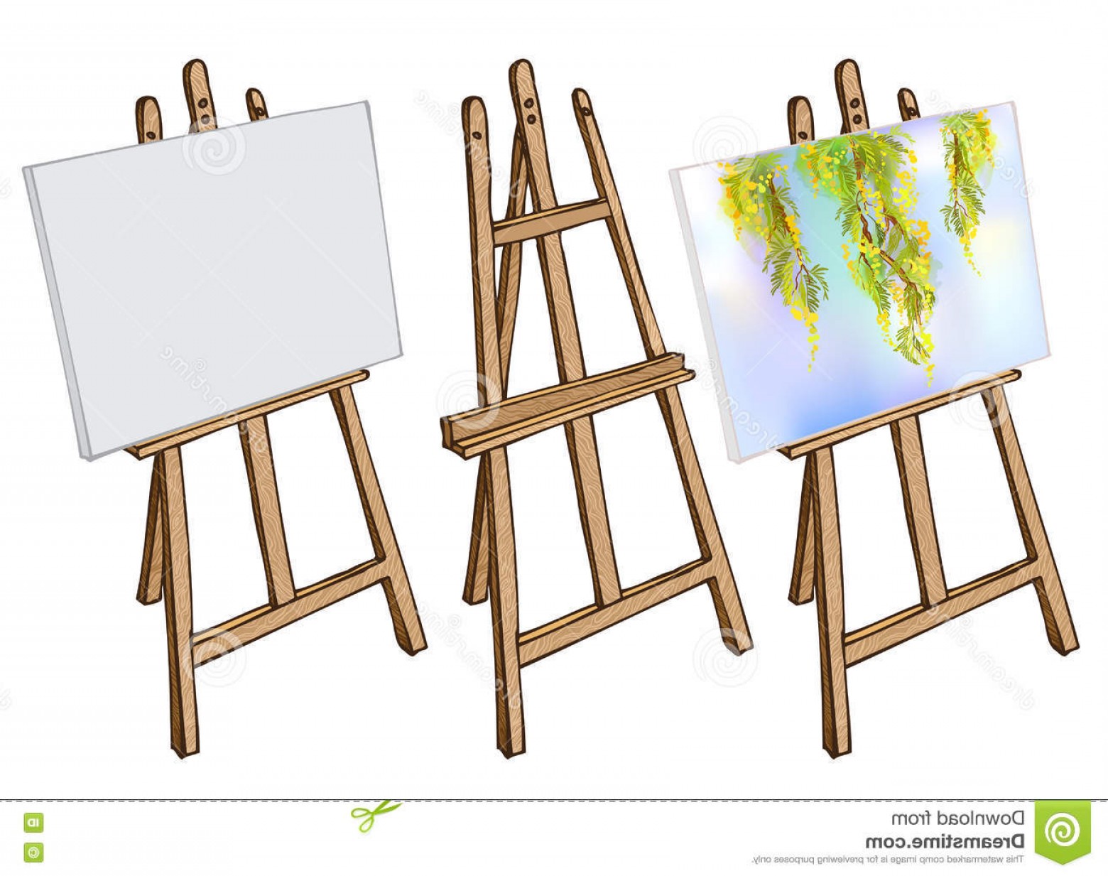 1560x1233 Stock Illustration Wooden Easel Canvas Painting Blank Cartoon