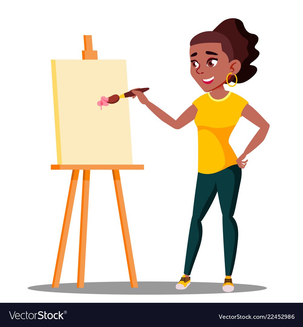 Student Art College Drawing On The Easel Vector Image Clipart 1000x1080 Student Art College Drawing On The Easel Vector Image Clipart